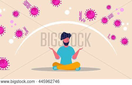Herd Immune Defence And Vaccine Shield From Corona. People And Virus Infection Effect Disease Vector