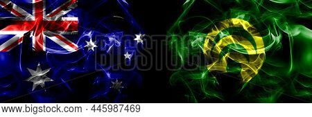 Flags Of Australia, Australian Vs Japan, Japanese, Mikasa, Hokkaido, Sorachi, Subprefecture. Smoke F
