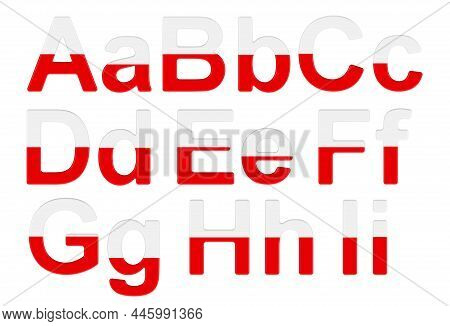 Letters With Polish Flag. A, B, C, D, E, F, G, H, I Uppercase And Lowercase Letters. 3d Rendering Is