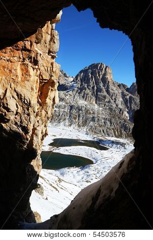 Lakes of the Plans, under the shelter Locatelli, Dolomites, Italy, Europe