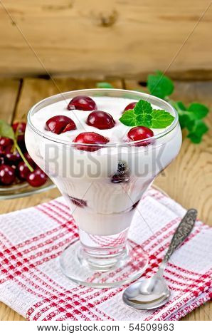 Yogurt Thick With Cherry On The Board