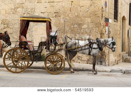horse-drawn carriage in the streets of Valletta