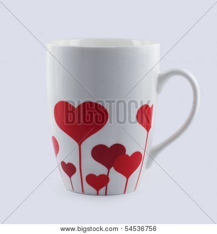 Cup With Hearts. Clipping Path
