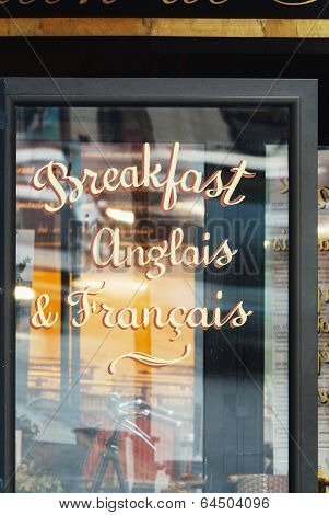 Cafe Sign In Paris