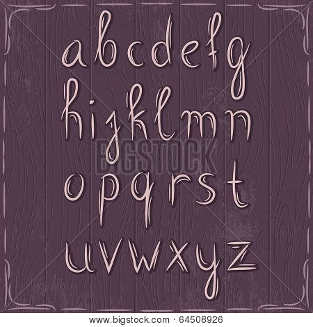 Alphabet On Wooden Background, Vector