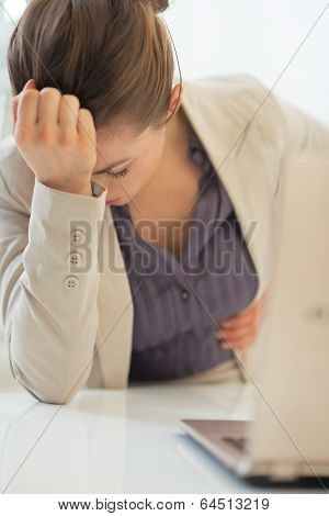Portrait Of Stressed Business Woman At Work
