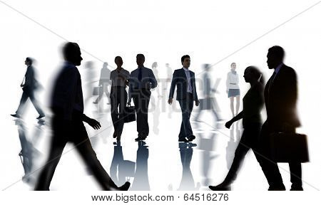 Silhouettes of Business People Rush Hour