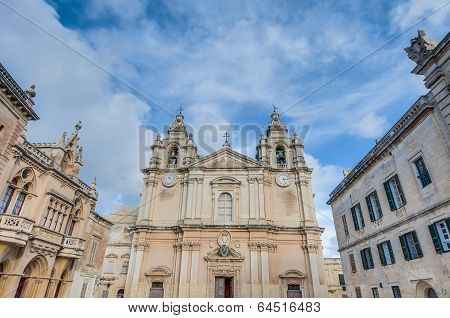 Saint Paul's Cathedral In Mdina, Malta