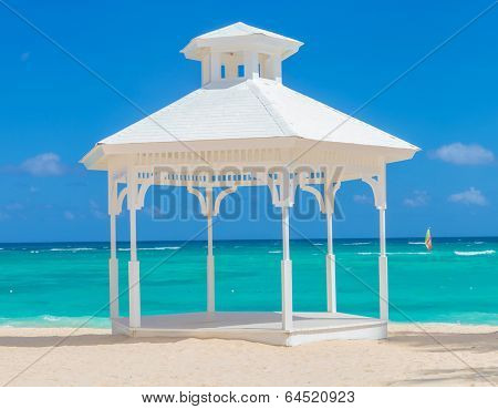 wedding arch  on the beach of punta cana, dominican republic