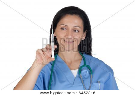 attraktive Doktor Frau bereit, einen Impfstoff zu machen