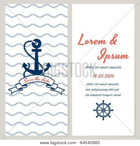 Nautical style wedding invitation