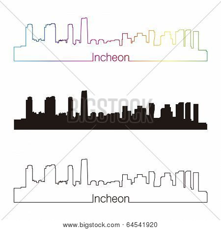 Incheon Skyline Linear Style With Rainbow
