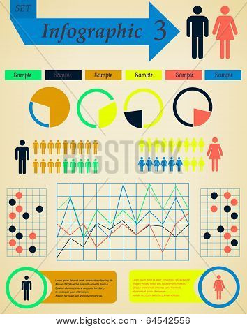 Infographics Elements Set Man And Woman - Retro Vector