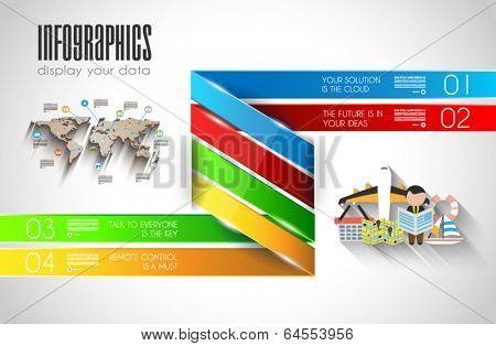Original Style Infographic Template to display your data. 3D Effect and blend-made shadows, ready to cut and paste on evry surface