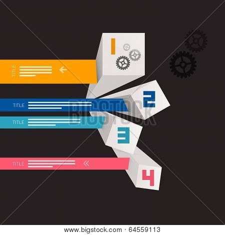 Four Vector Progress Steps for Tutorial, Modern 3d Infographics Layout