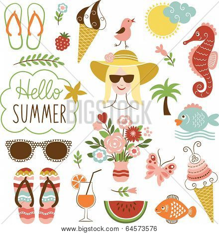 summer icon set 