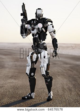 Robot Futuristic Police armored mech weapon