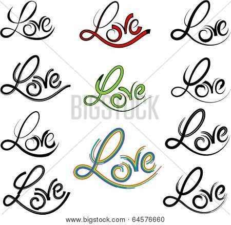 Calligraphic Love Tattoo Vector
