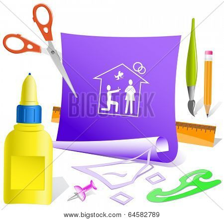 Home affiance. Paper template. Vector illustration.