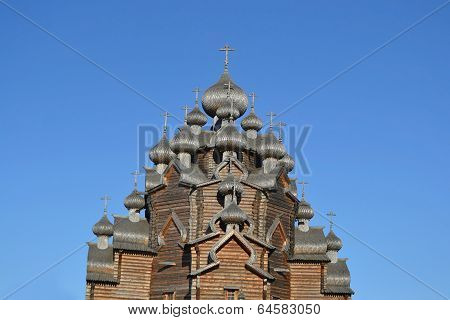 Wooden Temple On Blue Sky Background