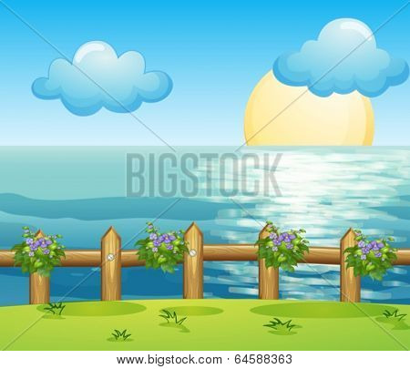 Illustration of a view of the ocean