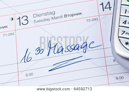 a date is entered on a calendar: massage