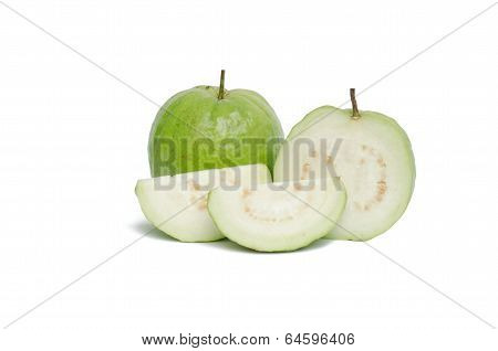 Fresh guava fruit isolated on white background.