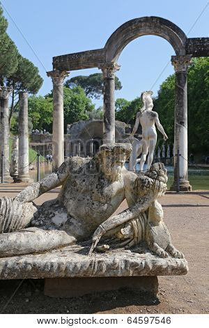 Tivoli, Italy - April 21, 2014: Canopus Of The Hadrian - The Hadrian's Villa