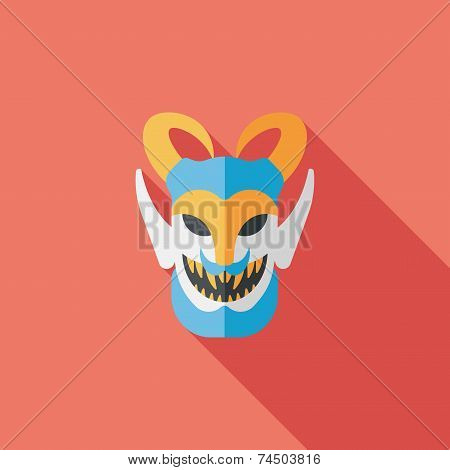 Halloween Devil Falt Icon With Long Shadow,eps10