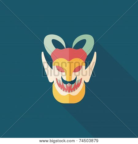 Halloween Devil Falt Icon With Long Shadow,eps10