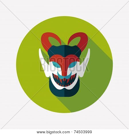 Halloween Devil Falt Icon With Long Shadow,eps10