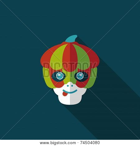 Pumpkin Monster Flat Icon With Long Shadow,eps10