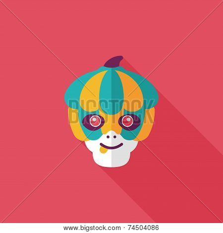 Pumpkin Monster Flat Icon With Long Shadow,eps10
