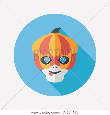 Pumpkin Monster Flat Icon With Long Shadow,eps10