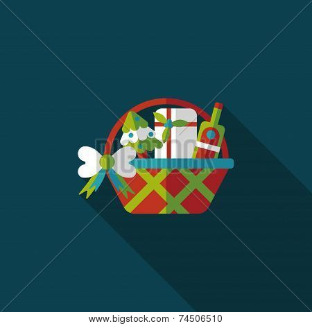 Christmas Gift Baskets Flat Icon With Long Shadow, Eps10