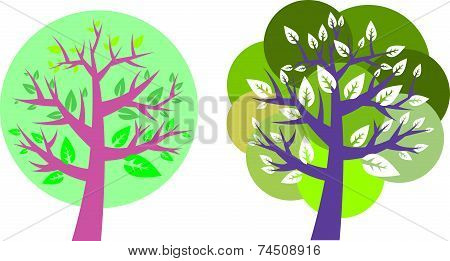 Abstract seasons trees icon -  vector set
