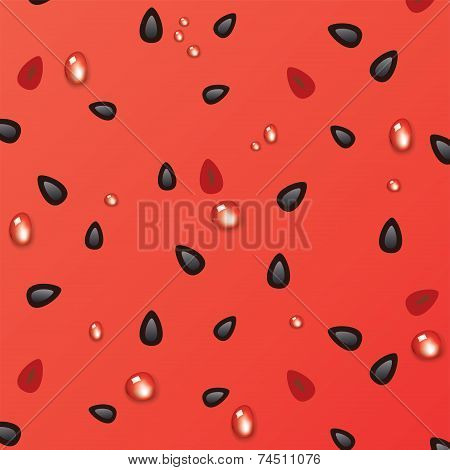 Vector Juicy Watermelon Background Pattern With Seeds
