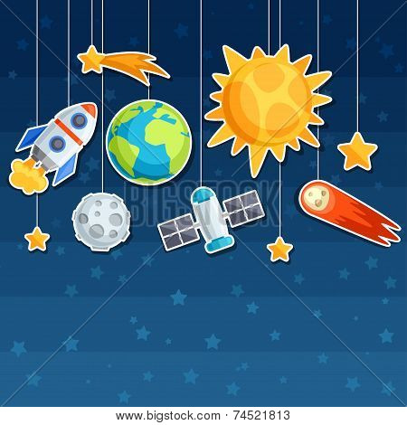 Background of solar system, planets and celestial bodies.