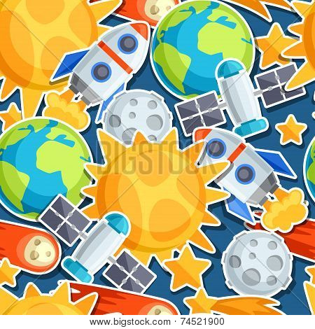 Seamless pattern of solar system, planets and celestial bodies.
