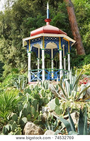 Pavilion And Cactus In Nikitsky Botanical Garden