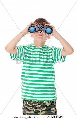 Boy Holding Binoculars