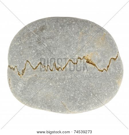 Roundish Stone With Mysterious Pattern Isolated On White Background