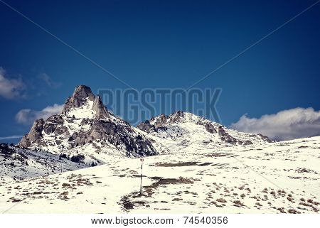 Snowy mountain peaks