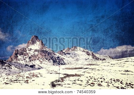 Snowy mountain peaks