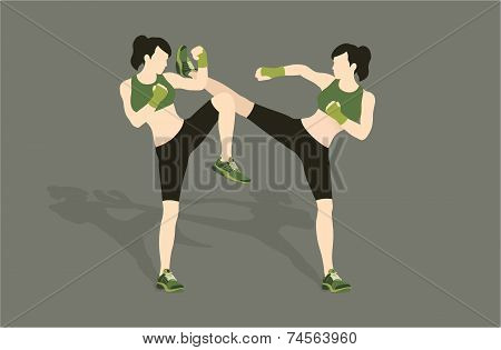 Young woman fighting body combat