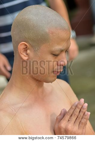 An Thai Male Sit For  Ordain Ritual