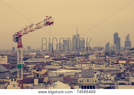 Milan Cityscape And Duomo Cathedral