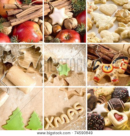 Christmas cookies, spices and baking utensils