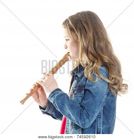 Young Girl With Soprano Recorder