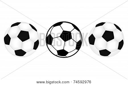 three footballs